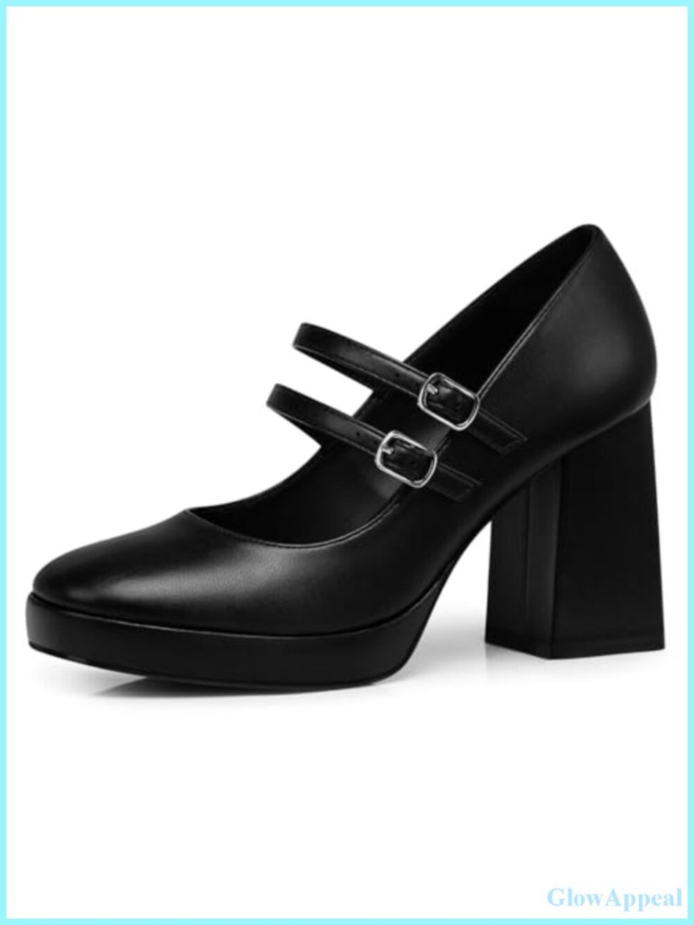 Women's Comfortable Chunky Heel Mary Jane Pumps with Adjustable Buckle